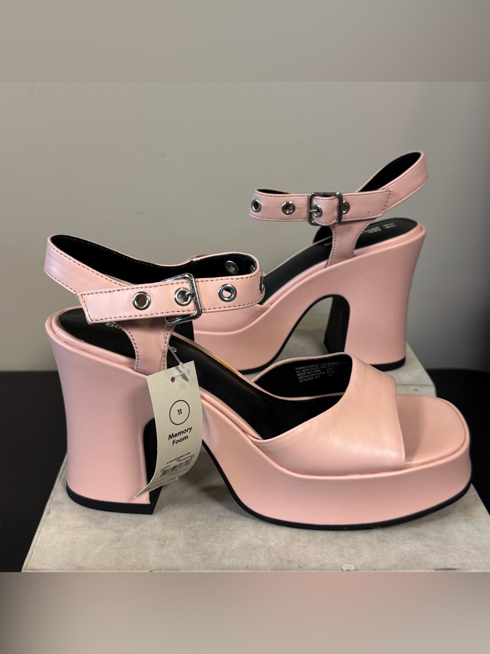 No Boundaries Pink Platform Ankle-Strap Heels, size 11, NWT